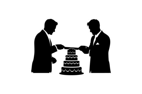 Business Partners Cutting Wedding Cake: A Timeless Design Element