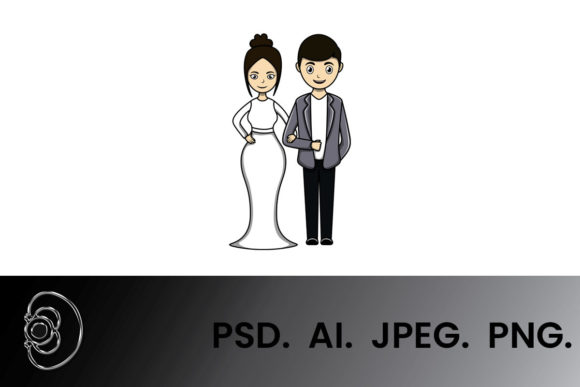 Casual Wedding Couple Vector Cartoon: Your Go-To Design Asset