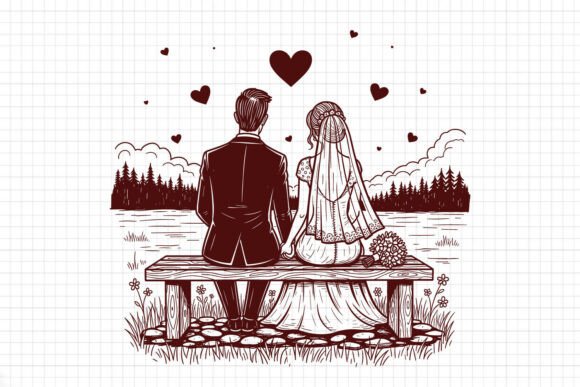 Crafting Romantic Visuals with Wedding Bench Illustrations