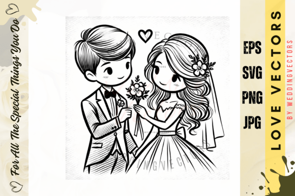 Enchanting Wedding Couple & Love Vectors: A Designer's Dream