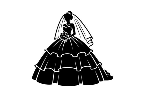 Gothic Wedding Dress with Veil Vector Il: A Designer's Dream Asset