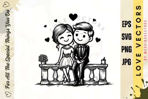 Modern Bridal Artwork: The C730 Wedding Couple Vectors