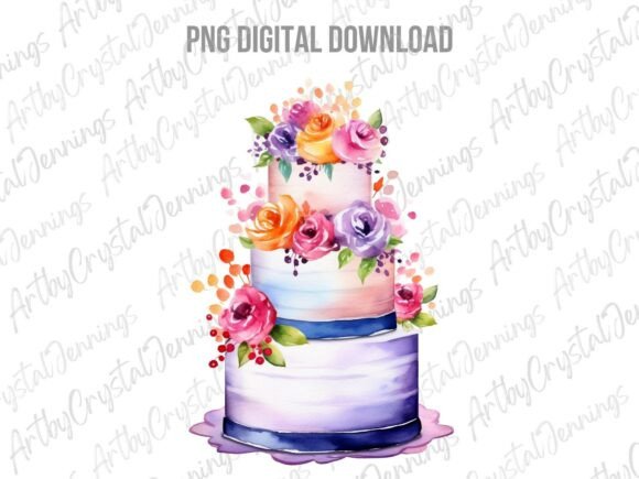 Watercolor Floral Wedding Cake PNG: A Versatile Design Asset