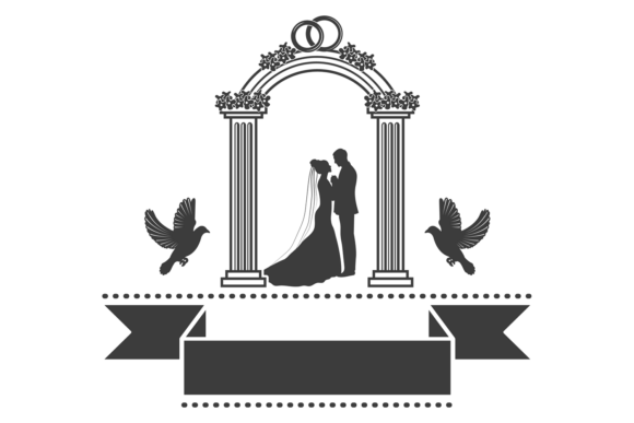 Wedding Emblem: A Classic Black Silhouette for Timeless Design