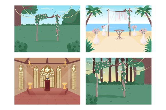 Wedding Reception Flat Illustration Set: A Designer's Toolkit