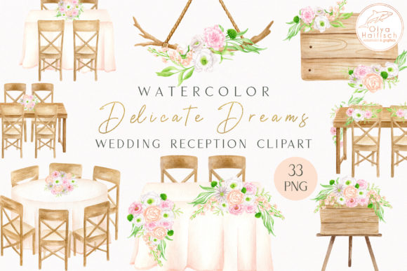 Wedding Reception Watercolor Clipart: Your Design Toolkit